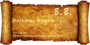 Balkányi Blanka névjegykártya